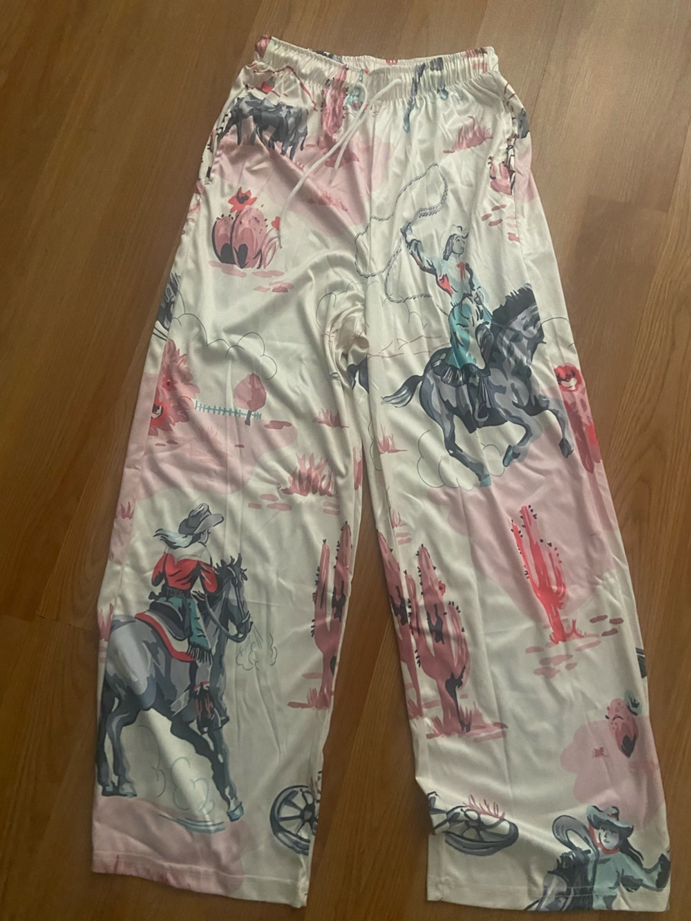 Kids Pink and White Horse Print Pajama Pants